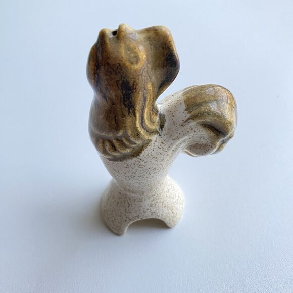 Vintage Glazed Ceramic Lufkin Pottery Rooster Chicken‎ Figurine White Gold - Picture 1 of 6